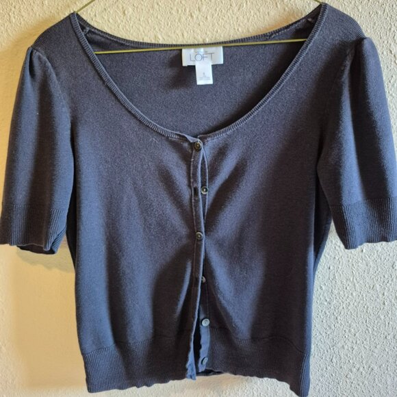 Ann Taylor LOFT Button-Down Sweater in Navy Blue - Picture 1 of 3